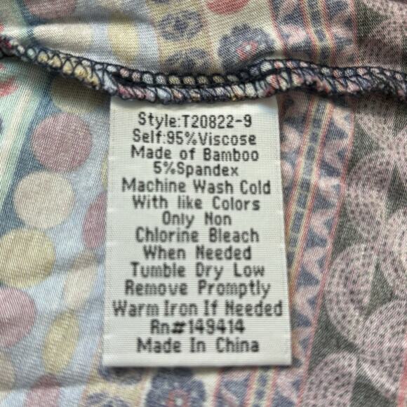 Johnny Was Womens Top Medium Cruz V Neck Swing Tunic Mixed Print Bamboo - Picture 8 of 11